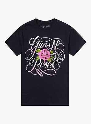 Guns N' Roses Glitter Rose Boyfriend Fit Girls T-Shirt