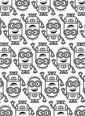 Minions Line Art Black Peel & Stick Wallpaper