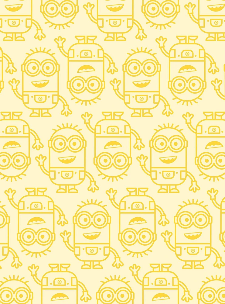 Minions Line Art Yellow Peel & Stick Wallpaper