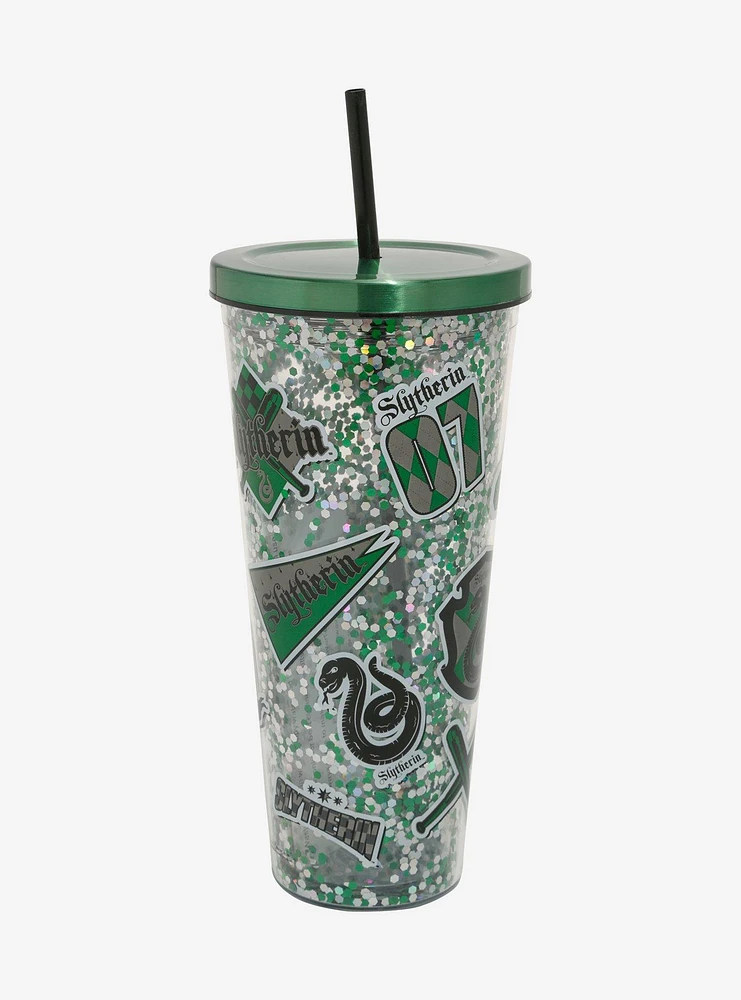 Harry Potter Slytherin School Stickers Glitter Acrylic Travel Cup