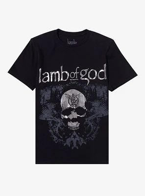 Lamb Of God Skull Silver Foil Boyfriend Fit Girls T-Shirt