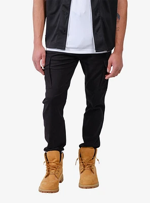 Cargo Pocket Twill Jogger Black