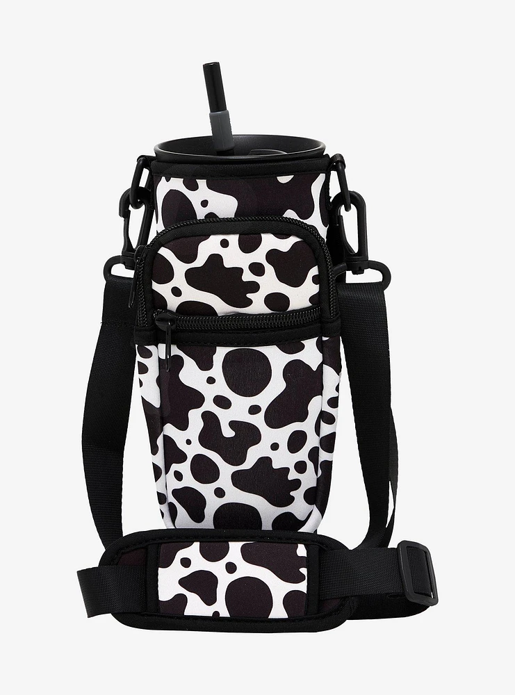 Cow Print Water Bottle Sling