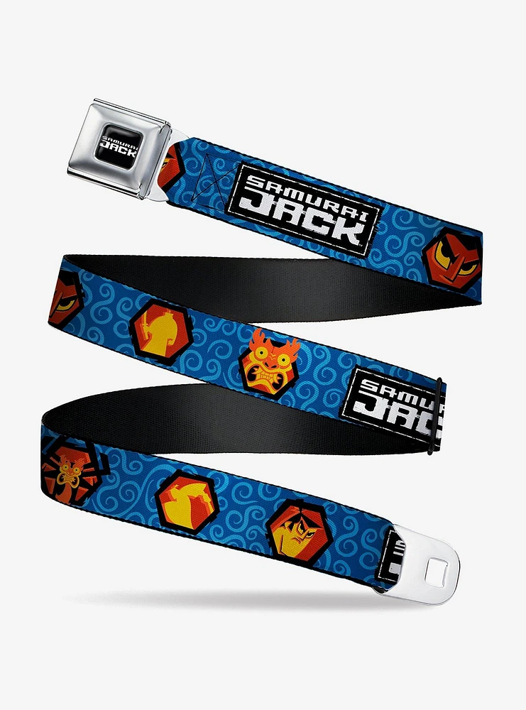 Samurai Jack Title Logo And Icons With Swirl Youth Seatbelt Belt