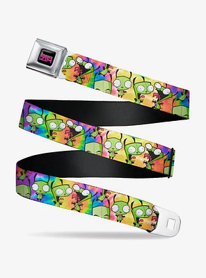 Invader Zim GIR Poses Scattered Tie Dye Youth Seatbelt Belt