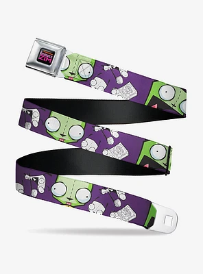 Invader Zim GIR Poses And Sketch Purple Youth Seatbelt Belt