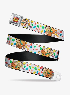 The Flintstones Fruity Pebbles Fred And Barney Pose And Cereal Youth Seatbelt Belt