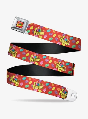 The Flintstones Post Fruity Pebbles Logo And Cereal Scattered Youth Seatbelt Belt