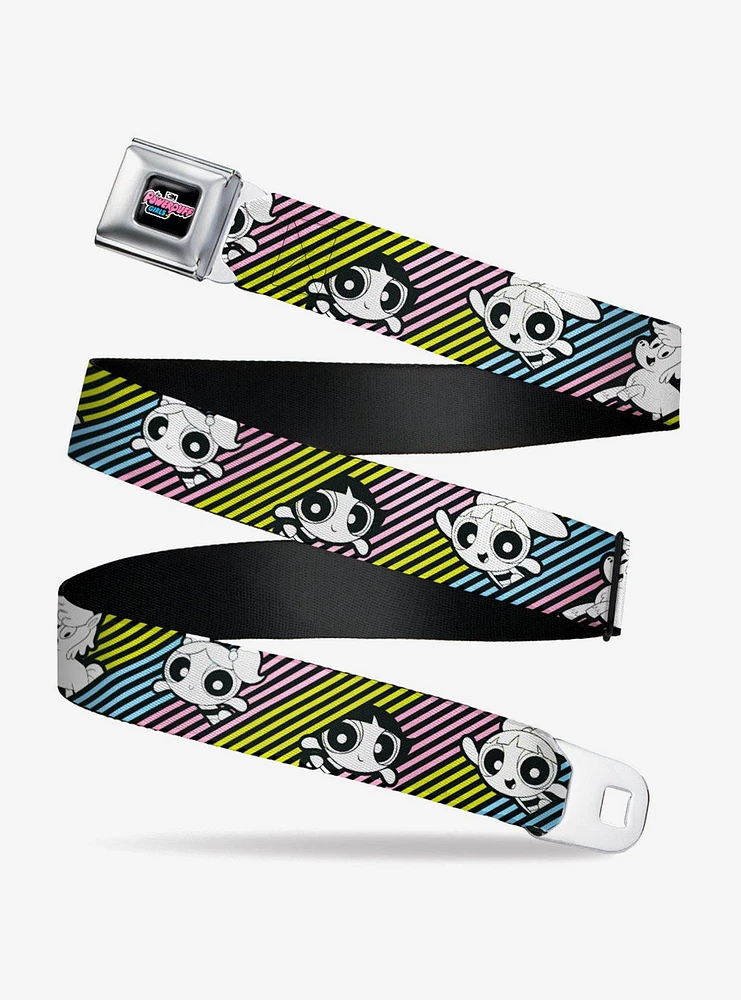 The Powerpuff Girls And Donny Stripe Multi Pastel Youth Seatbelt Belt