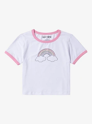 Rainbow Rhinestone Ringer Girls Baby T-Shirt