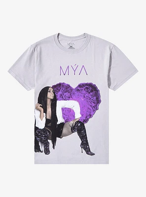 Mya Purple Rose Heart Boyfriend Fit Girls T-Shirt