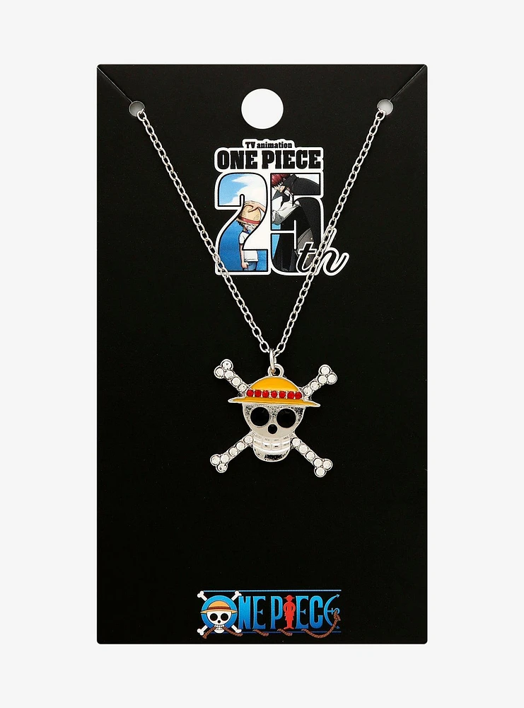 One Piece Straw Hat Crew Jolly Roger Rhinestone Necklace - BoxLunch Exclusive