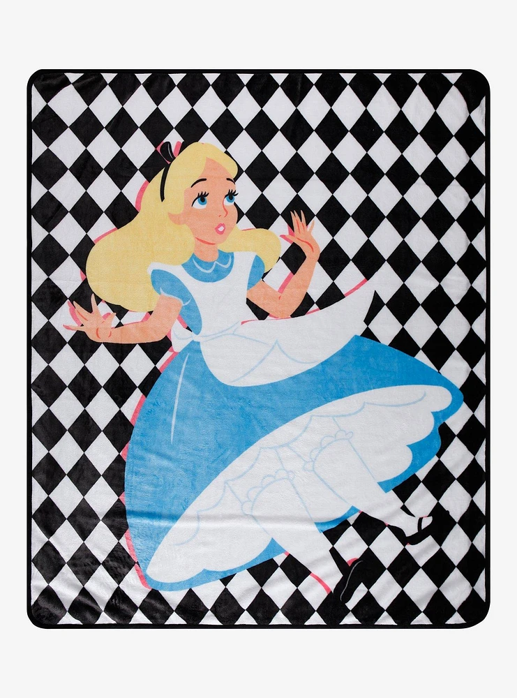 Disney Alice In Wonderland Checker Throw Blanket