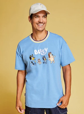 Bluey Heeler Family Line Up Embroidered Women's T-Shirt — BoxLunch Exclusive