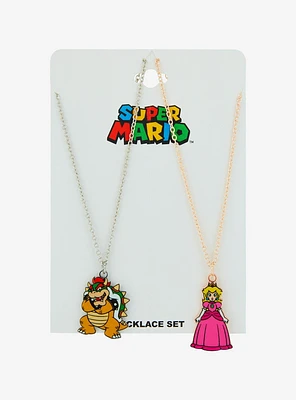 Super Mario Peach & Bowser Best Friend Necklace Set