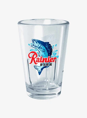 Pabst Blue Ribbon Rainier Fishing Logo Mini Glass