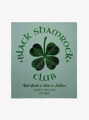 St. Patrick's Day Black Shamrock Club Throw Blanket
