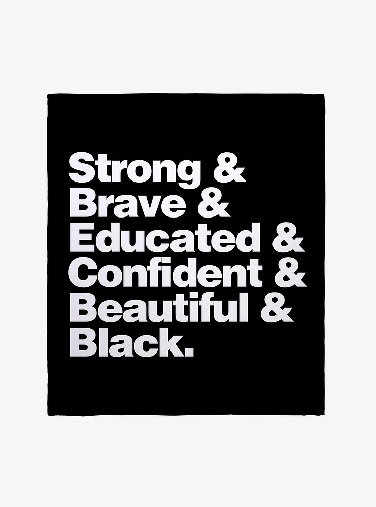 Black History Month Strong and Brave Throw Blanket