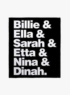 Black History Month Billie Ella Sarah Etta Nina Dinah Throw Blanket