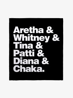 Black History Month Aretha Whitney Tina Patti Diana Chaka Throw Blanket