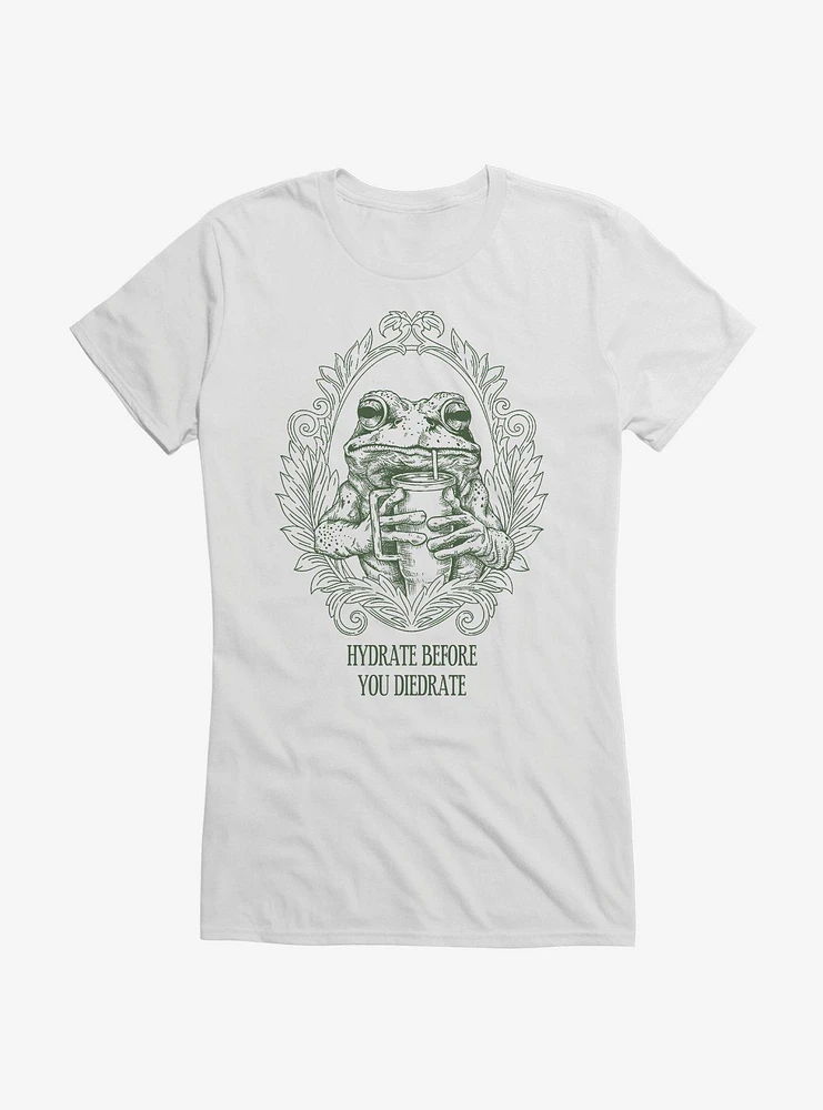 Hydrate Before You Diedrate Frog Portrait Girls T-Shirt