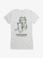 Hydrate Before You Diedrate Smile Frog Girls T-Shirt