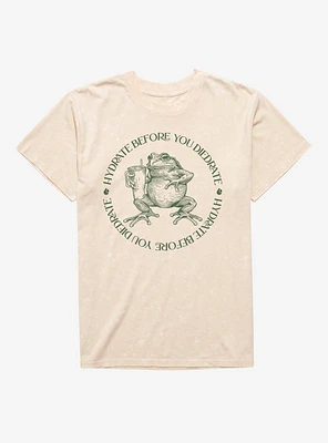 Hydrate Before You Diedrate Frog Circle Mineral Wash T-Shirt