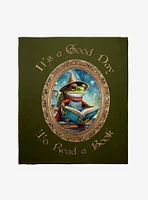 It's A Good Day To Read A Book Frog Throw Blanket