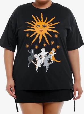 Cats Dancing Sun Girls Oversized T-Shirt Plus