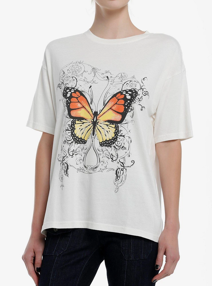 Thorn & Fable Butterfly Filigree Girls Oversized T-Shirt