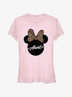 Disney Minnie Mouse Ears Leopard Bow Aunt Girls T-Shirt