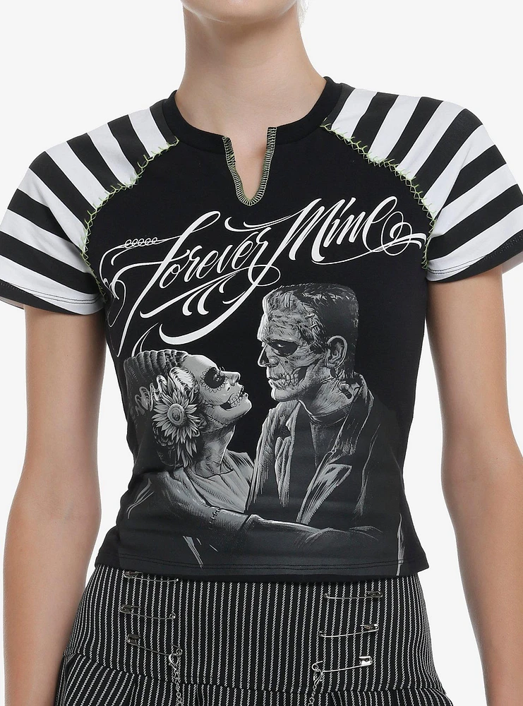 Universal Monsters X Maxx242 Frankenstein & The Bride Of Forever Mine Girls Raglan Top Hot Topic Exclusive