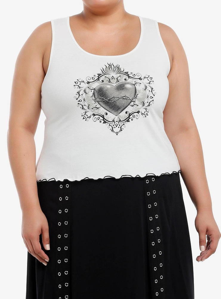 Social Collision Sacred Heart Lace-Up Back Girls Tank Top Plus