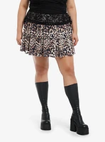 Daisy Street Cheetah Print Lace Yoke Mini Skirt Plus