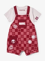 Marvel Avengers Checkered Icons Infant T-Shirt & Overall Set