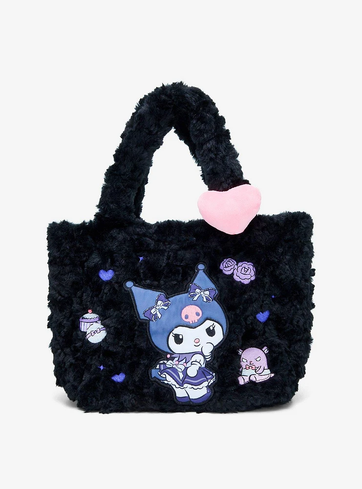 Kuromi Baku Lolita Fuzzy Crossbody Medium Tote Bag