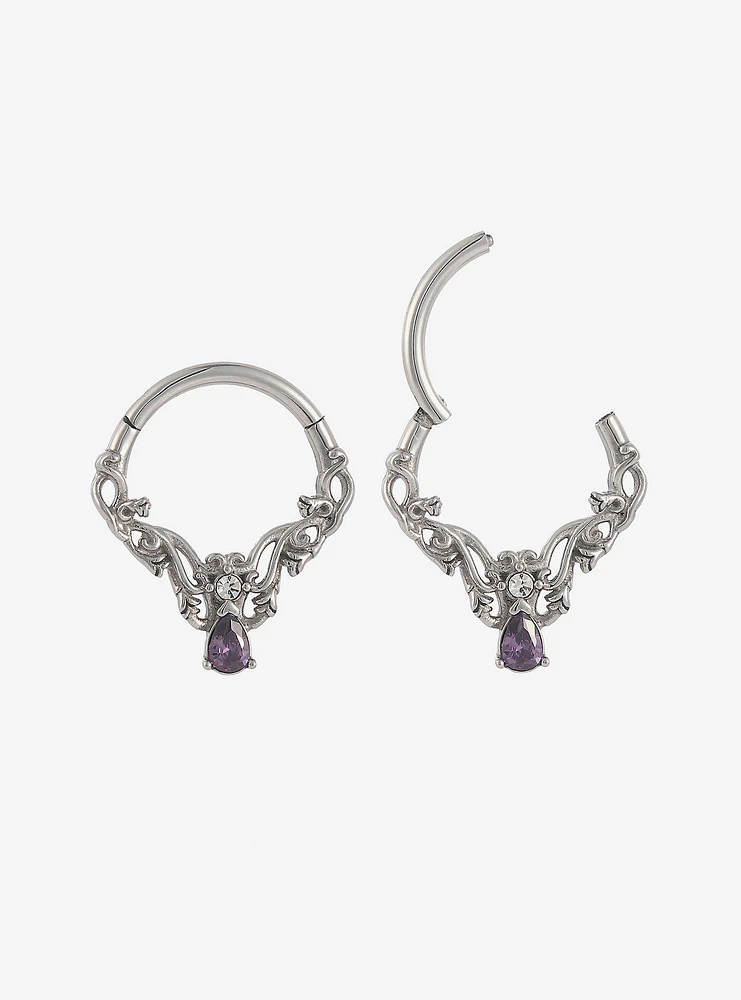 16G Steel Amethyst Vine Hinged Clicker 2 Pack