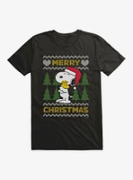 Peanuts Merry Christmas Sweater Pattern T-Shirt