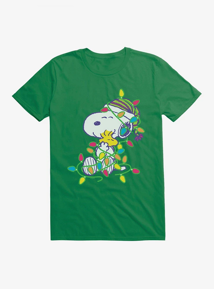 Peanuts Snoopy And Woodstock Wrapped Lights T-Shirt