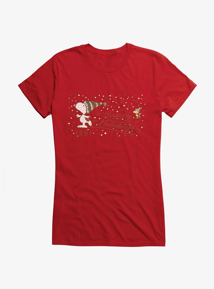 Peanuts Happy Holidays Snoopy Girls T-Shirt