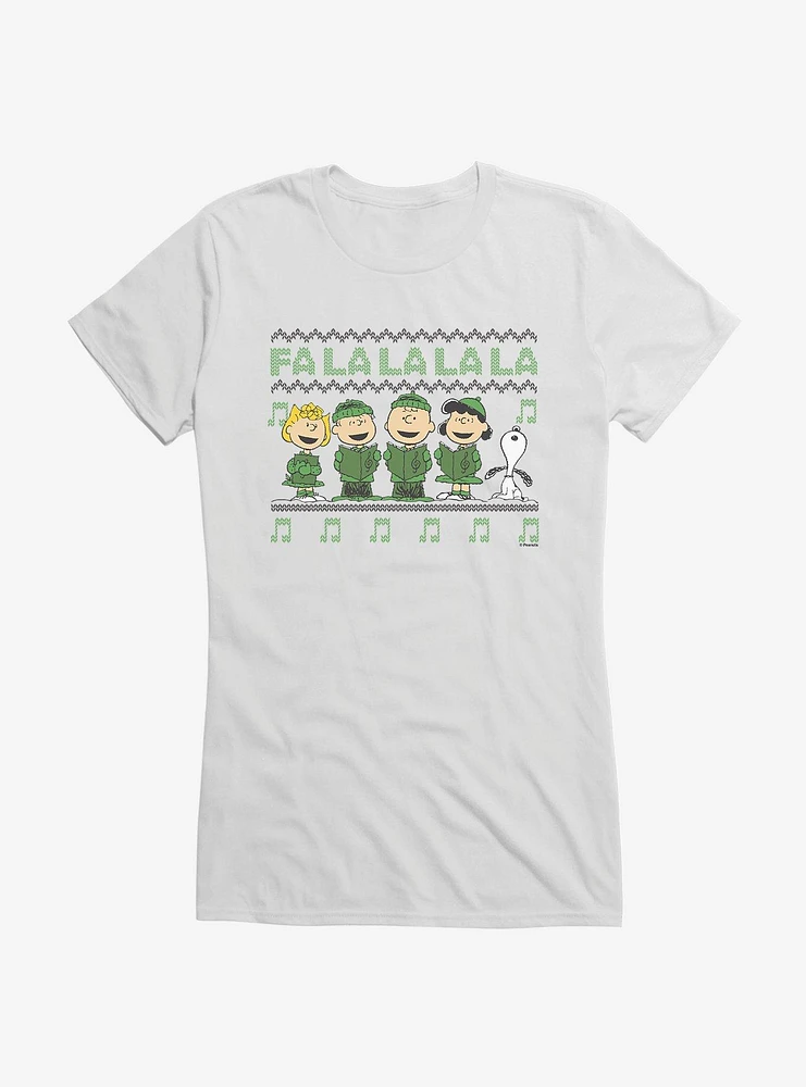 Peanuts Fa La Christmas Pattern Girls T-Shirt