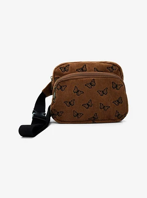 Butterfly Embroidered Corduroy Fanny Pack Hot Topic Exclusive