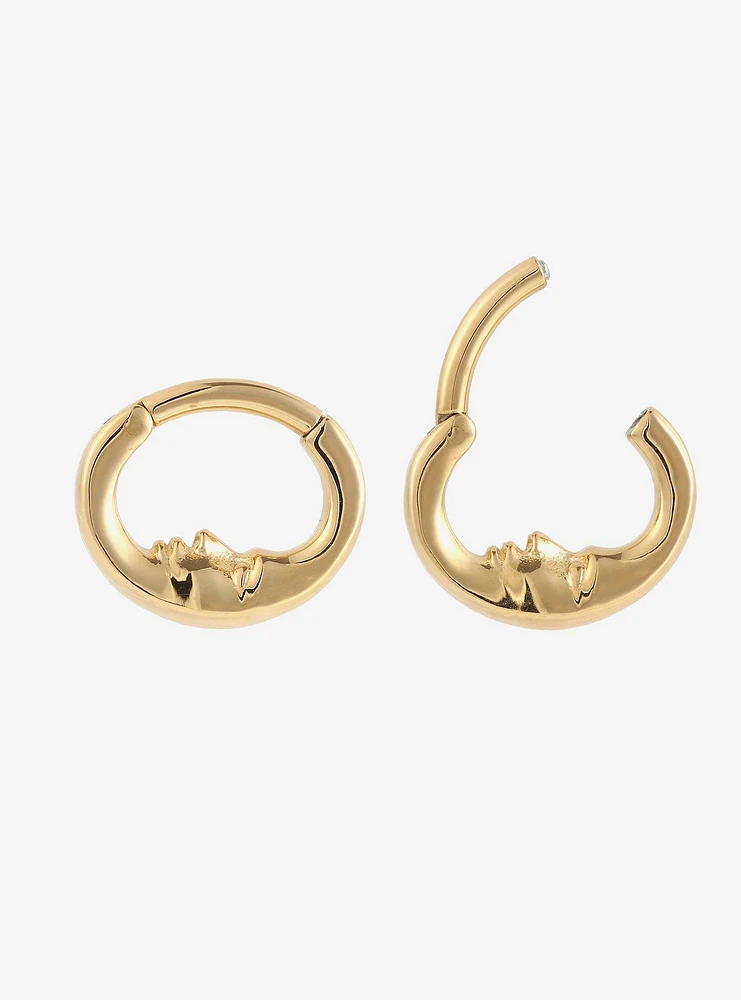 14G Steel Gold Crescent Moon Hinged Clicker 2 Pack