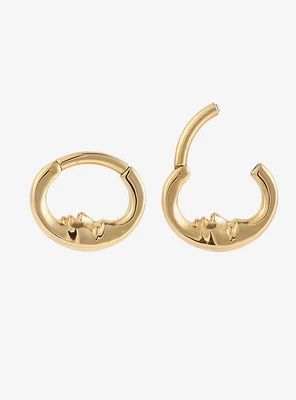 14G Steel Gold Crescent Moon Hinged Clicker 2 Pack