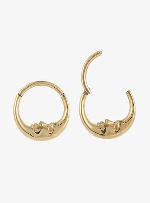 16G Steel Gold Crescent Moon Hinged Clicker 2 Pack