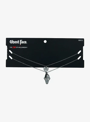 Scream Ghost Face Mask Bow Bling Necklace Set