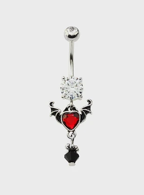 14G Steel Heart Bat Wing Navel Barbell