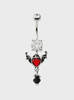 14G Steel Heart Bat Wing Navel Barbell