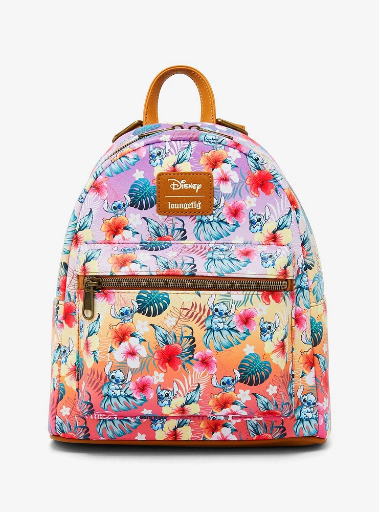 Loungefly Disney Stitch Tropical Flowers Mini Backpack