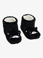 Black Cat Plush Bootie Slippers